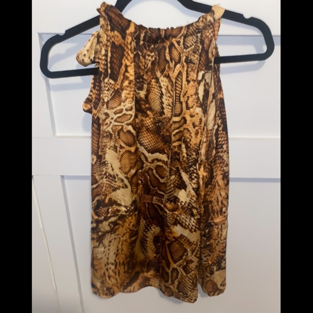 Y2k Snakeskin Satin Ruffle Blouse - image 7